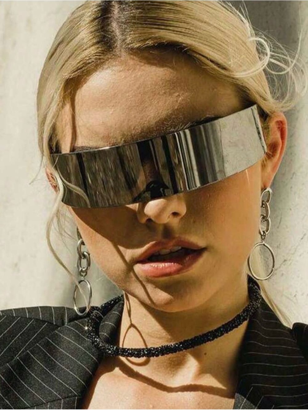 🎃Futuristic Silver Shield Visor Sunglasses - Women Accessories